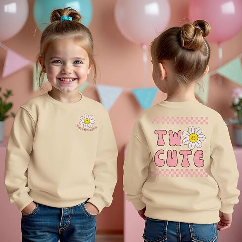 CM C&M WODRO Toddler Girl 2nd Birthday Sweatshirt I’M Two Cute Birthday Pullover Shirt Baby Crewneck Long Sleeve Fall Outfit in Saudi Arabia