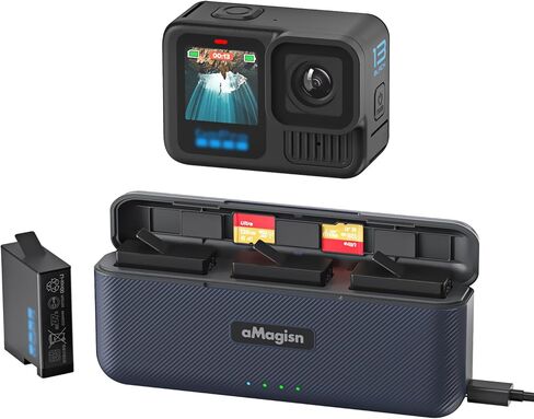 صندوق شحن سريع ذكي لـ GoPro Hero13 Charging Charging Hub شاحن فتحة ثلاثية مع سلك من النوع ، متوافق مع البطارية الأصلية in Kuwait