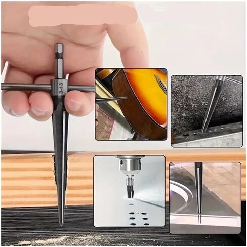 2pcs Carbon Steel Taper Reamer Set 3-13mm and 5-16mm Hex Shank OR Round Shank Tapered Drill Bit Woodworking Hole Opener Tools(Round Shank) in Saudi Arabia