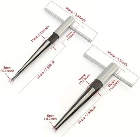2pcs Carbon Steel Taper Reamer Set 3-13mm and 5-16mm Hex Shank OR Round Shank Tapered Drill Bit Woodworking Hole Opener Tools(Round Shank) in Saudi Arabia