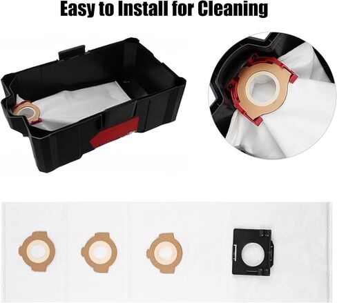 6 Pack 49-90-2016 Fleece Dust Bags Compatible with Milwaukee 0960-20 & 0970-20 Cordless Wet/Dry Packout Vacuums + 2 Pack Attachable Bag Holder （6 Bags 2 Holders) in Kuwait