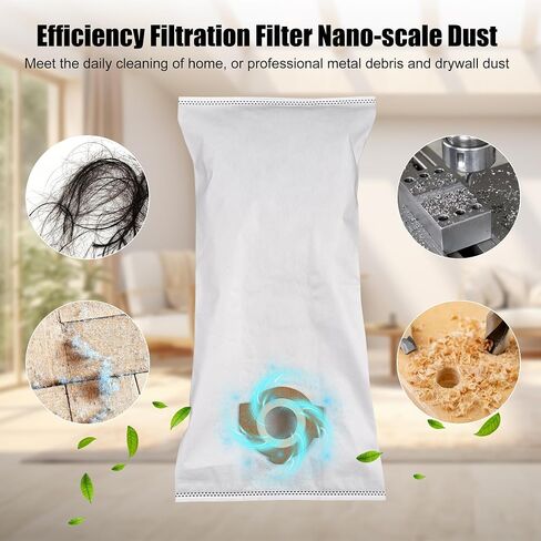 6 Pack 49-90-2016 Fleece Dust Bags Compatible with Milwaukee 0960-20 & 0970-20 Cordless Wet/Dry Packout Vacuums + 2 Pack Attachable Bag Holder （6 Bags 2 Holders) in Kuwait