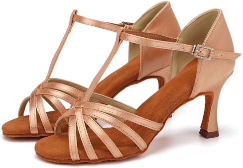 SWDZM Womens T-Strap Latin Salsa Ballsa Dance Heels Open Open Tee Mostral Professional Shoes in Kuwait