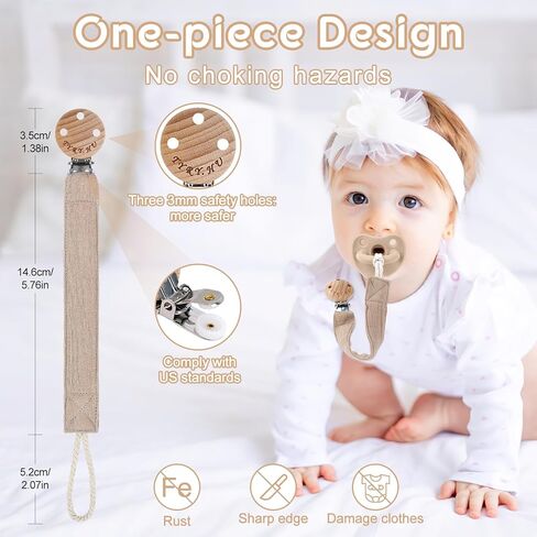 Tyry.hu Ribbon Pacifier Clister ، 2 Pack Binky Binky Paci Holder Clips ، Pacifier Leash for Baby Boys and Girls ، ناعم حزام متشابك عالمي لمعظم ألعاب الأساليب والأسنان (Khaki ، Gray) in Kuwait