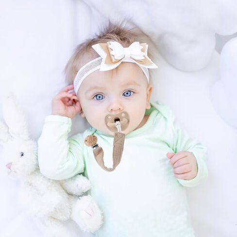 Tyry.hu Ribbon Pacifier Clister ، 2 Pack Binky Binky Paci Holder Clips ، Pacifier Leash for Baby Boys and Girls ، ناعم حزام متشابك عالمي لمعظم ألعاب الأساليب والأسنان (Khaki ، Gray) in Kuwait