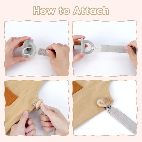 Tyry.hu Ribbon Pacifier Clister ، 2 Pack Binky Binky Paci Holder Clips ، Pacifier Leash for Baby Boys and Girls ، ناعم حزام متشابك عالمي لمعظم ألعاب الأساليب والأسنان (Khaki ، Gray) in Kuwait