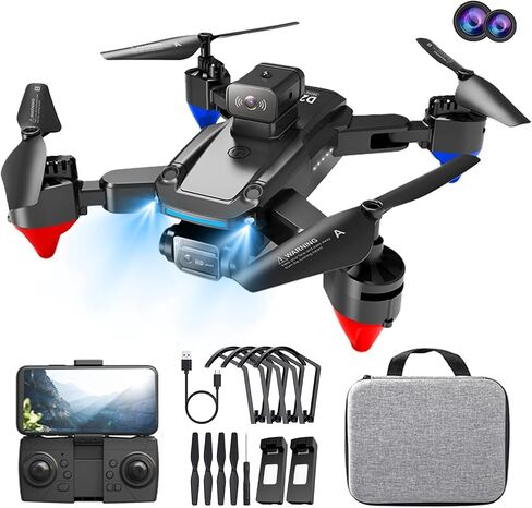 Mini Drone مع كاميرا مزدوجة للبالغين ، والتحكم عن بعد والتحكم في التطبيق ، طائرة FPV قابلة للطي مع حالة حمل ، التخييم ، الحفلات ، مناسبة للمشي لمسافات طويلة ، بطارية قابلة للشحن (أسود) A7171 in Kuwait