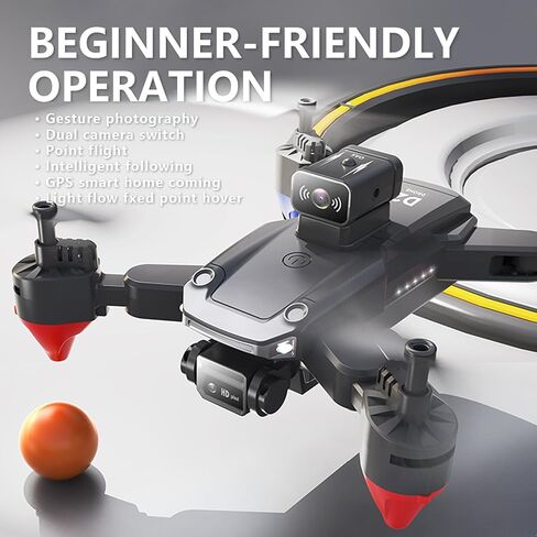 Mini Drone مع كاميرا مزدوجة للبالغين ، والتحكم عن بعد والتحكم في التطبيق ، طائرة FPV قابلة للطي مع حالة حمل ، التخييم ، الحفلات ، مناسبة للمشي لمسافات طويلة ، بطارية قابلة للشحن (أسود) A7171 in Kuwait