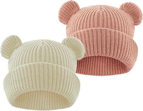 Toddler Boy Winter Hat Baby Knit Beanie Girl Warm Hats Kid Bear Ear Beanies for Cold Weather in Kuwait