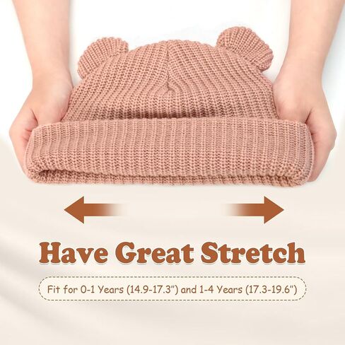 Toddler Boy Winter Hat Baby Knit Beanie Girl Warm Hats Kid Bear Ear Beanies for Cold Weather in Kuwait