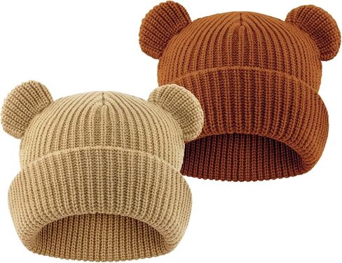 Toddler Boy Winter Hat Baby Knit Beanie Girl Warm Hats Kid Bear Ear Beanies for Cold Weather in Kuwait