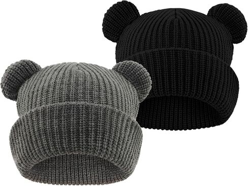 Toddler Boy Winter Hat Baby Knit Beanie Girl Warm Hats Kid Bear Ear Beanies for Cold Weather in Kuwait