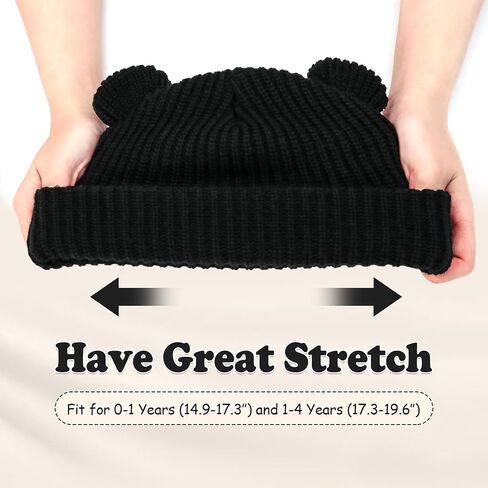 Toddler Boy Winter Hat Baby Knit Beanie Girl Warm Hats Kid Bear Ear Beanies for Cold Weather in Kuwait