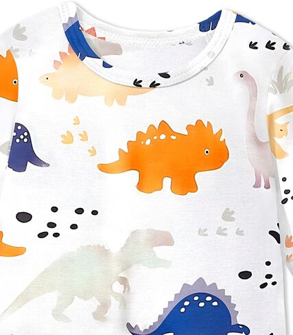 BAVADER Baby Boy Clothes Infant Dinosaur Romper Overalls 2PCS Clothing Set | Infant Boy Clothes Long Sleeve Baby Bodysuit Adjustable Overalls Baby Boys' Clothing Sets Dinosaur Fall Winter Outfits in Saudi Arabia