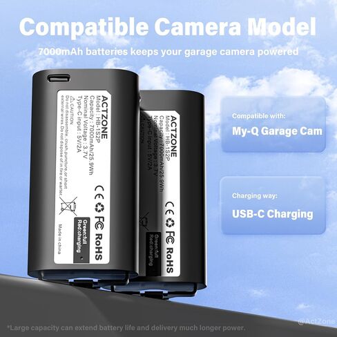 Upgraded 7000mAh Battery Compatible with My-Q Garage Door Video Camera Keypad, Video Keypad Rechargeable Battery with USB-C Cable in Kuwait