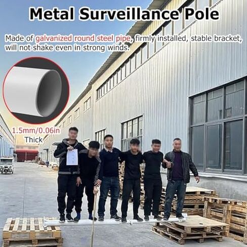 أمان كاميرا عمود في الهواء الطلق ، 6 8 10 11 13 15 16 20 قدم حامل كاميرا أمنية أرضية معدنية ، كاميرا مراقبة بيضاء ما بعد الوقوف مقاوم للصدأ (6 3/5 FT-2M) in Kuwait