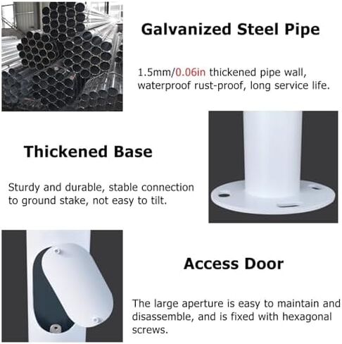 أمان كاميرا عمود في الهواء الطلق ، 6 8 10 11 13 15 16 20 قدم حامل كاميرا أمنية أرضية معدنية ، كاميرا مراقبة بيضاء ما بعد الوقوف مقاوم للصدأ (6 3/5 FT-2M) in Kuwait