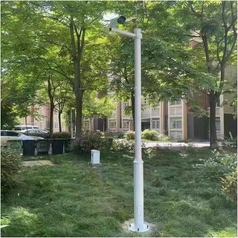 أمان كاميرا عمود في الهواء الطلق ، 6 8 10 11 13 15 16 20 قدم حامل كاميرا أمنية أرضية معدنية ، كاميرا مراقبة بيضاء ما بعد الوقوف مقاوم للصدأ (6 3/5 FT-2M) in Kuwait