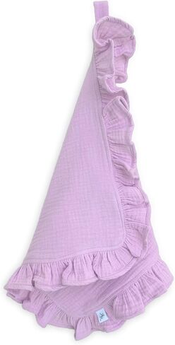 Ryan & Rose Cutie Lovey - Soft 100% Organic Cotton Muslin with Attachable Snap Closure - Loveys for Babies Newborn Baby Lovey Security Blankets for Babies Baby Blanket (Ruffle Petal) in Saudi Arabia