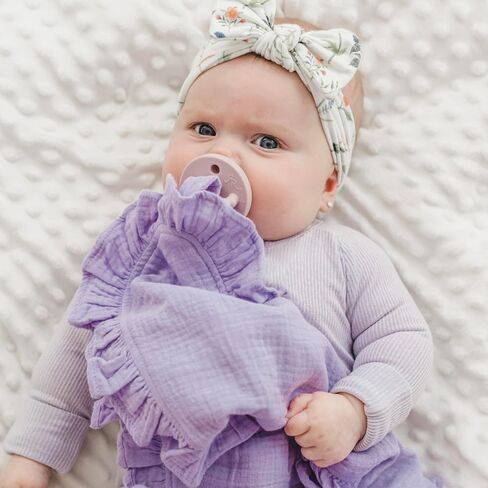 Ryan & Rose Cutie Lovey - Soft 100% Organic Cotton Muslin with Attachable Snap Closure - Loveys for Babies Newborn Baby Lovey Security Blankets for Babies Baby Blanket (Ruffle Petal) in Saudi Arabia