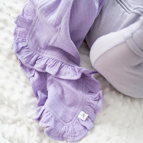 Ryan & Rose Cutie Lovey - Soft 100% Organic Cotton Muslin with Attachable Snap Closure - Loveys for Babies Newborn Baby Lovey Security Blankets for Babies Baby Blanket (Ruffle Petal) in Saudi Arabia