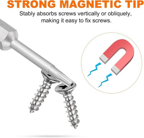 Harfington 5pcs بتات Torx 1/4 "Hex Shank TT20 Magnetic Head 2" Length S2 Steel 5 Point in Saudi Arabia
