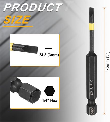 Harfington 2pcs SL5 Slotted Impact Putcldriver Bits 5mm طرف زخرف 1/4 "Hex Shank 75mm (3") in Saudi Arabia