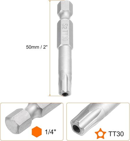 Harfington 2pcs بتات Torx 1/4 "Hex Shank TT15 Magnetic Head 2" Length S2 Steel 5 Point in Saudi Arabia