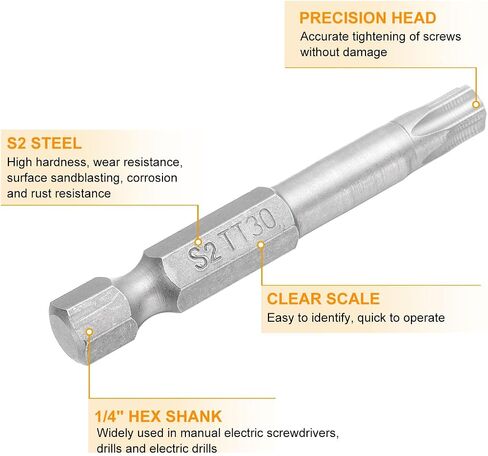 Harfington 2pcs بتات Torx 1/4 "Hex Shank TT15 Magnetic Head 2" Length S2 Steel 5 Point in Saudi Arabia