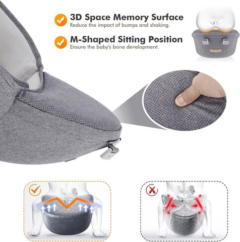 Baby Carrier Newborn to Toddler: 9-in-1 Convertible Carrier Ergonomic Infant Carriers All Seasons, M Positions, Adjustable Strap Perfect for Travel 3-36 Months Grey - Baby Carrier with Hip Seat in Kuwait