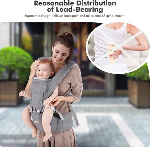 Baby Carrier Newborn to Toddler: 9-in-1 Convertible Carrier Ergonomic Infant Carriers All Seasons, M Positions, Adjustable Strap Perfect for Travel 3-36 Months Grey - Baby Carrier with Hip Seat in Kuwait