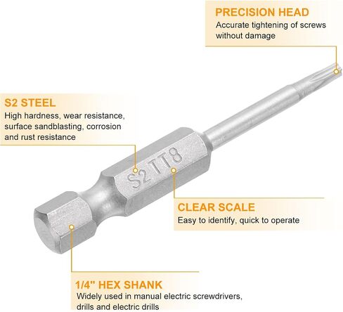 Harfington 5pcs بتات Torx 1/4 "Hex Shank TT20 Magnetic Head 2" Length S2 Steel 5 Point in Saudi Arabia