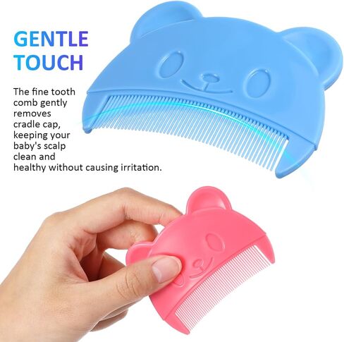 Toyvian 6 Pcs Cradle Cap Combs: Cradle Cap Brush, Plastic Cute Bear Shaped Baby Hair Combs - Double Sided & Gentle Touch - Fine Tooth Bath Brush for Newborn Baby Dandruff (Random Color） in Saudi Arabia