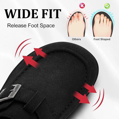JOINFREE Womens Wide Suede Clogs Zero Drop Potato Shoes Diabetic Mules for Swollen Edema Comfort Slip on Clog Slippers with Adjuatable Buckle Indoor & Outdoor Use in Kuwait