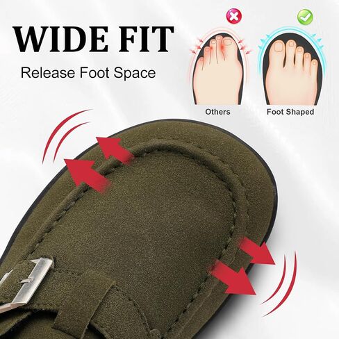 JOINFREE Womens Wide Suede Clogs Zero Drop Potato Shoes Diabetic Mules for Swollen Edema Comfort Slip on Clog Slippers with Adjuatable Buckle Indoor & Outdoor Use in Saudi Arabia
