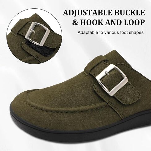 JOINFREE Womens Wide Suede Clogs Zero Drop Potato Shoes Diabetic Mules for Swollen Edema Comfort Slip on Clog Slippers with Adjuatable Buckle Indoor & Outdoor Use in Saudi Arabia