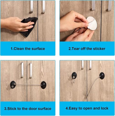 Hotop 4 Pack Cabinet Locks with Keys Mini الثلاجة أقفال ثلاجة للأطفال الصغار للأطفال اللصق الذاتي والرضي in Saudi Arabia