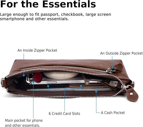 befen Genuine Leather Wristlet Clutch Wallet Purses Small Crossbody Bags Shoulder Handbag for Women, Silver Zipper in Kuwait