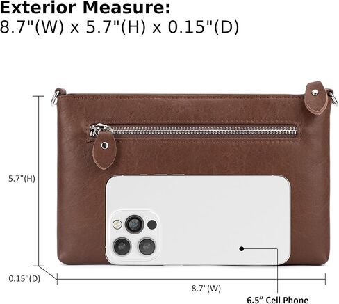 befen Genuine Leather Wristlet Clutch Wallet Purses Small Crossbody Bags Shoulder Handbag for Women, Silver Zipper in Kuwait