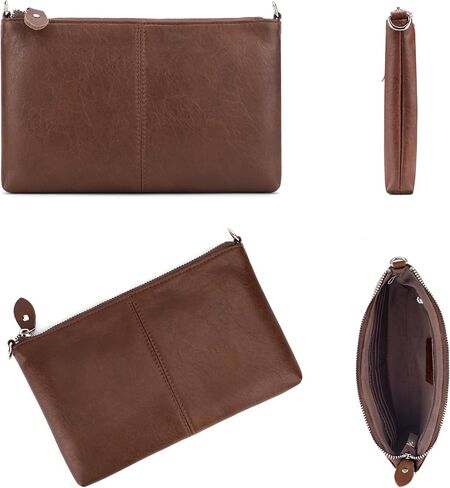 befen Genuine Leather Wristlet Clutch Wallet Purses Small Crossbody Bags Shoulder Handbag for Women, Silver Zipper in Kuwait