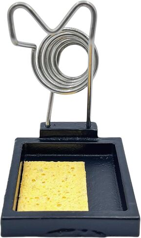 Heavy Duty Soldering Iron Stand with Cast Iron Base – Stable Square Design, Threaded Spring Holder with Cleaning Sponge – Soldering Tool for Crafts, Metalwork, Glass Art in Saudi Arabia