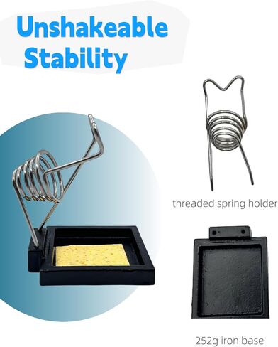 Heavy Duty Soldering Iron Stand with Cast Iron Base – Stable Square Design, Threaded Spring Holder with Cleaning Sponge – Soldering Tool for Crafts, Metalwork, Glass Art in Saudi Arabia