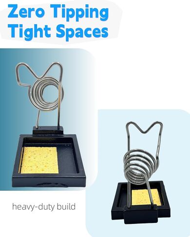 Heavy Duty Soldering Iron Stand with Cast Iron Base – Stable Square Design, Threaded Spring Holder with Cleaning Sponge – Soldering Tool for Crafts, Metalwork, Glass Art in Saudi Arabia