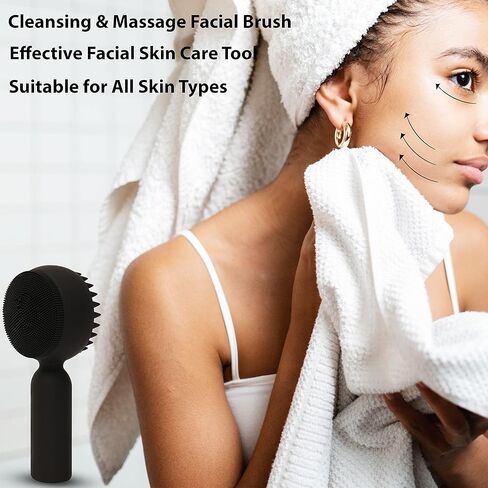 فرشاة تطهير الوجه السيليكون 2 في 1 سيليكون فرك عنبر يدوي مقشر فرشاة الوجه الوجه منظف الوجه الشعيرات الفائقة للبشرة الحساسة سهلة التنظيف جيدا (الأرجواني) in Kuwait