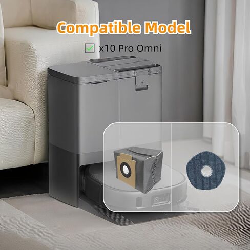 12 Pcs X10 Pro Omni Replacement Parts for eufy X10 Pro Omni Robot Vacuum with Self-Empty Station Robot Vacuum Cleaner Bags,Includes 6 Dust Bags+6 Mop Pads in Saudi Arabia