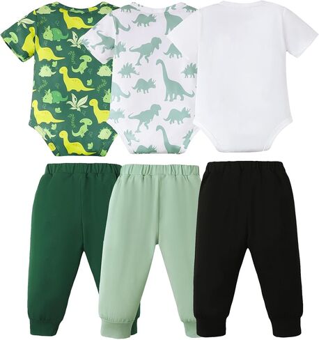 NZRVAWS Newborn Baby Boy Clothes Infant Boy Outfits Romper Pants Set 6 Pcs 0 3 6 9 12 Months in Kuwait