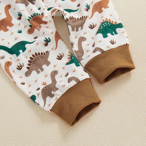 Toddler Baby Boy Fall Outfit Dino Sweatshirt Pant Set | Dinosaur Embroidery Long Sleeve 2 Piece Set, Infant Boy fall Clothes, Baby Boy Fall Clothes, 6M-3T, For Daily Wear, Birthday in Saudi Arabia