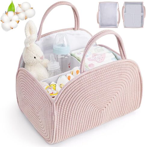 منظم بيبي حفاضات CADDY ، حبل القطن حفاضات CADDY سلة منظم ، سلة سحابة لتخزين شكل سحابة لحافلة حديثي الولادة ومناديل الأطفال ، هدية لاستسلام الطفل ، أساسيات حديثي الولادة-بني in Kuwait