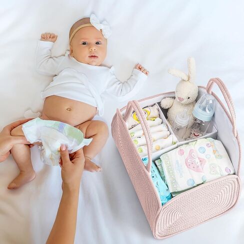 منظم بيبي حفاضات CADDY ، حبل القطن حفاضات CADDY سلة منظم ، سلة سحابة لتخزين شكل سحابة لحافلة حديثي الولادة ومناديل الأطفال ، هدية لاستسلام الطفل ، أساسيات حديثي الولادة-بني in Kuwait