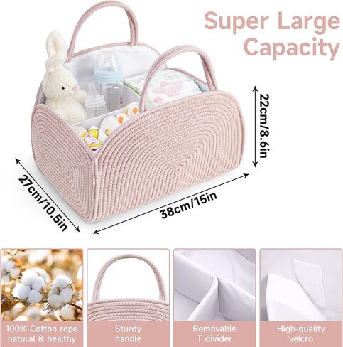 منظم بيبي حفاضات CADDY ، حبل القطن حفاضات CADDY سلة منظم ، سلة سحابة لتخزين شكل سحابة لحافلة حديثي الولادة ومناديل الأطفال ، هدية لاستسلام الطفل ، أساسيات حديثي الولادة-بني in Kuwait